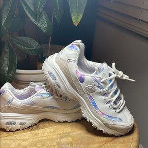 Skechers White and Purple Sneakers with Chunky Design